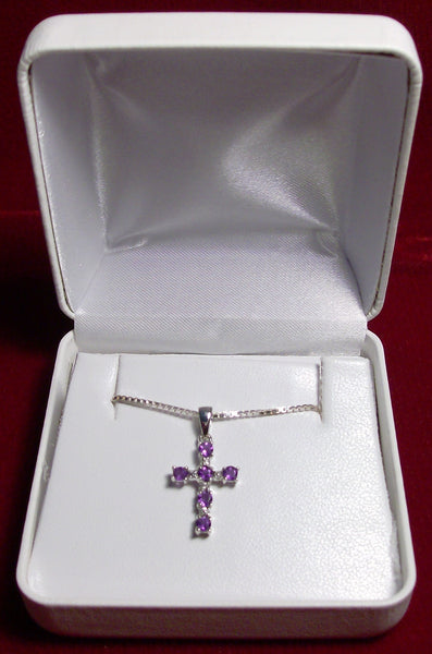 Purple Amethyst Stone Cross Pendant - Only $49+tax
