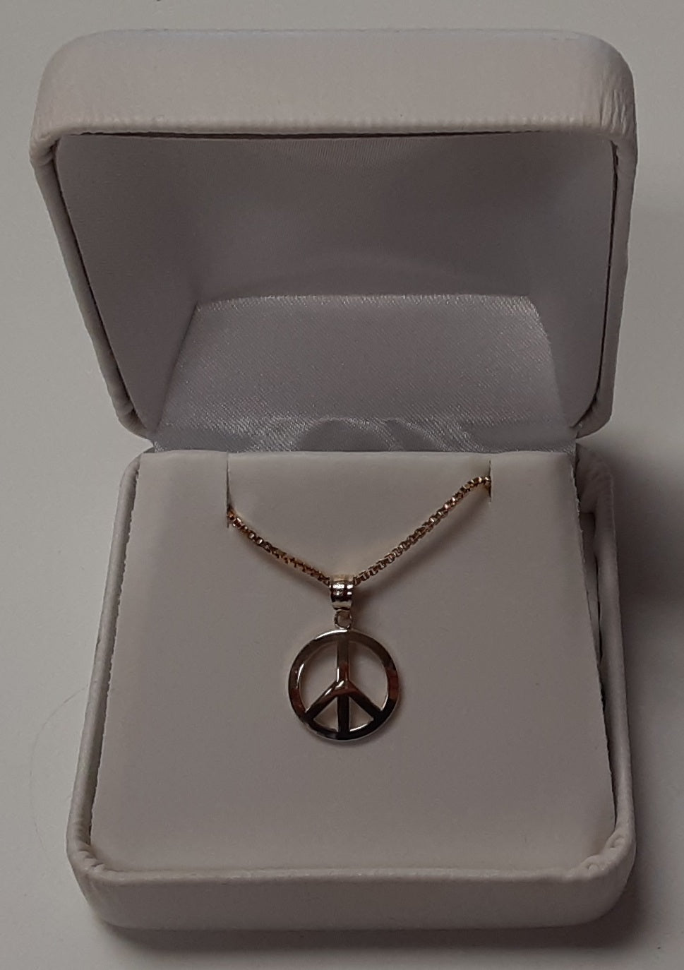Gold Electroplated Sterling Silver Necklace with 14k Gold SIMPLE PEACE SIGN PENDANT