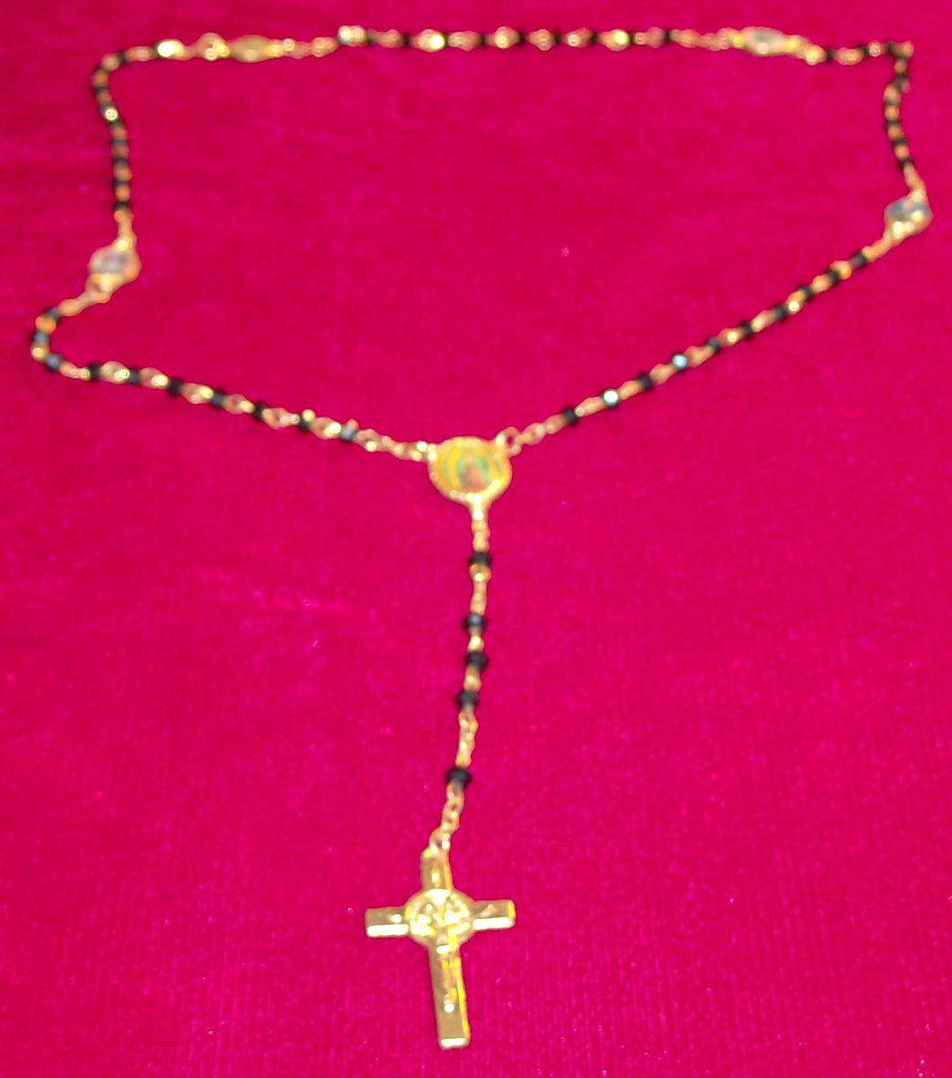 Black Goldtone Rosary