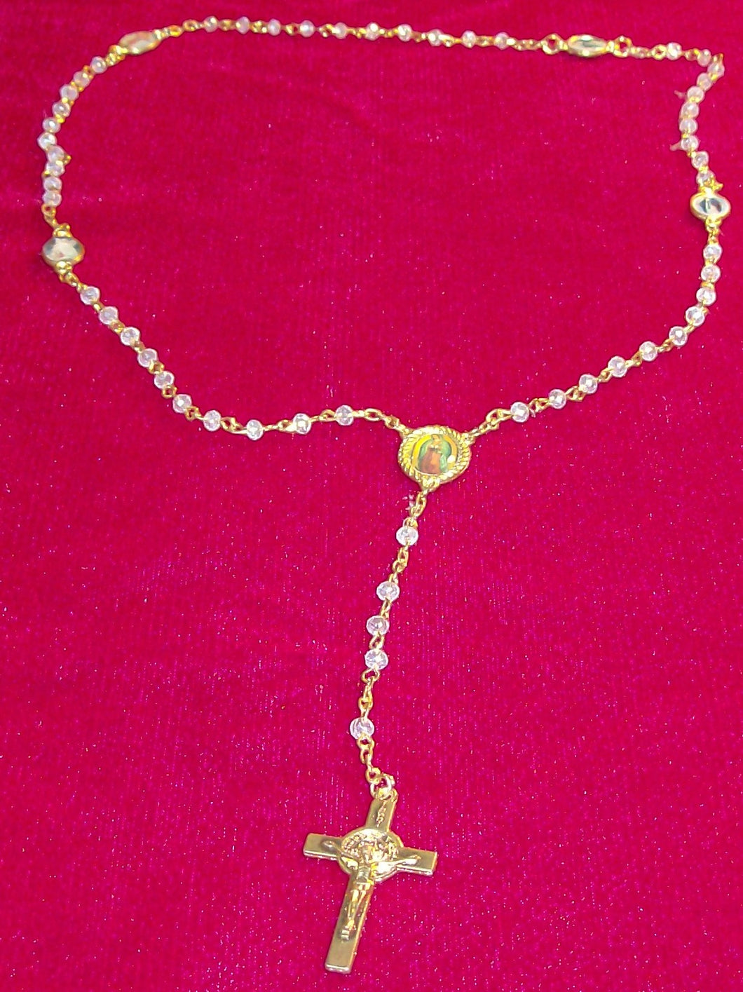 Clear Goldtone Rosary