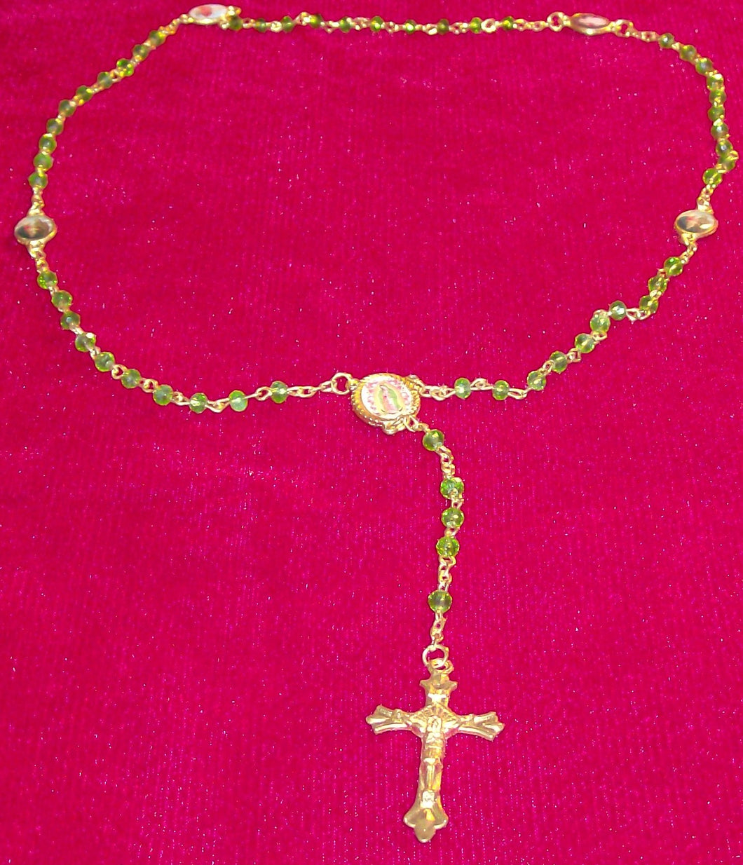 Light Green Goldtone Rosary