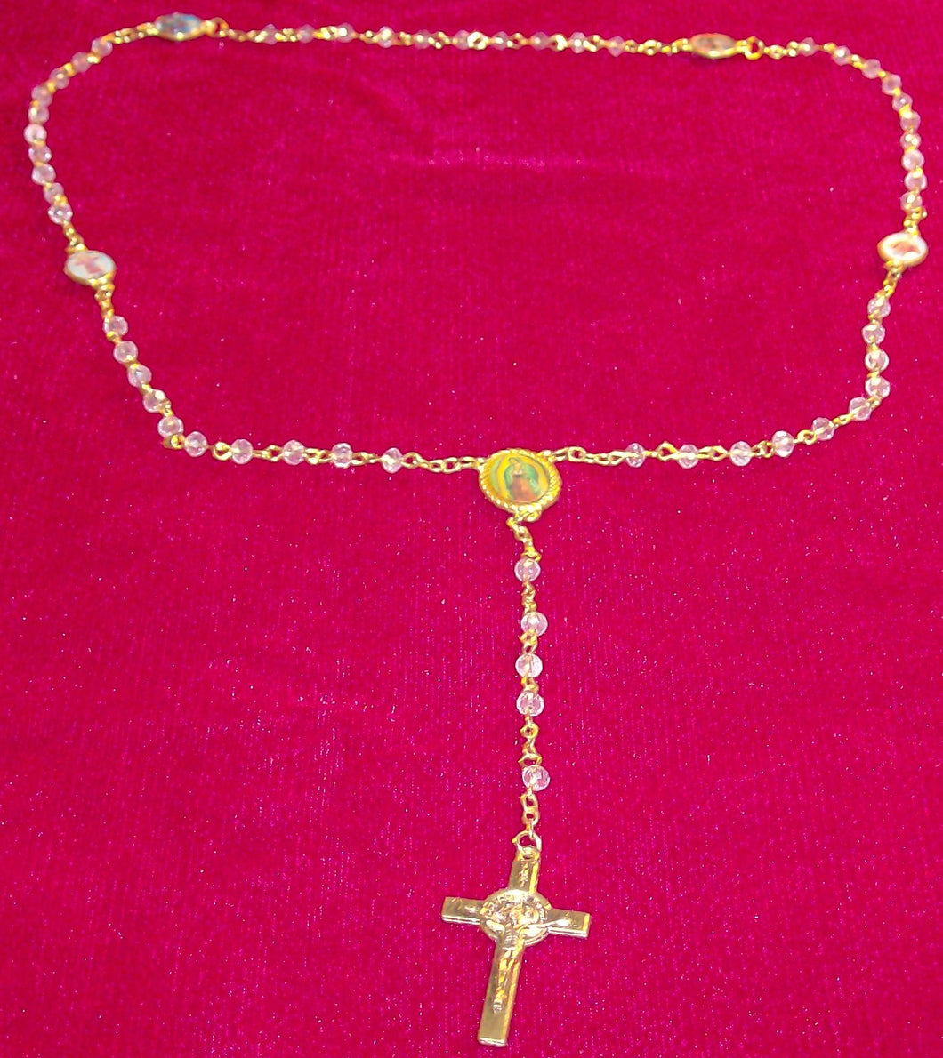 Pink Goldtone Rosary