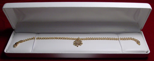 Four Leaf Clover Gold Electroplated Sterling Silver Charm Bracelet with 14K Gold Charm
