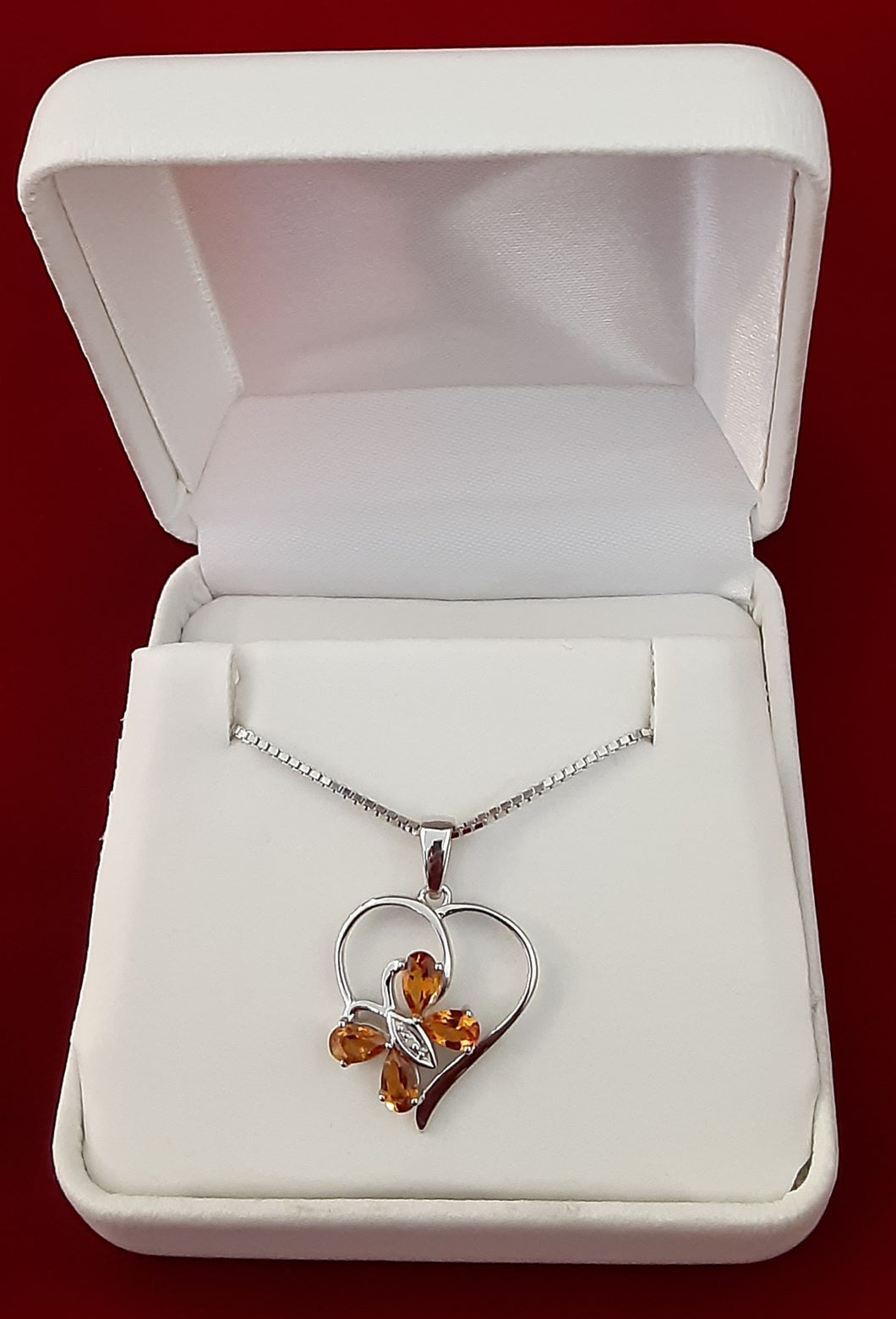 Citrine Butterfly Heart Necklace