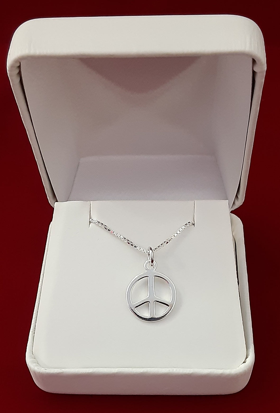 Simple Peace Sign Necklace, Sterling Silver