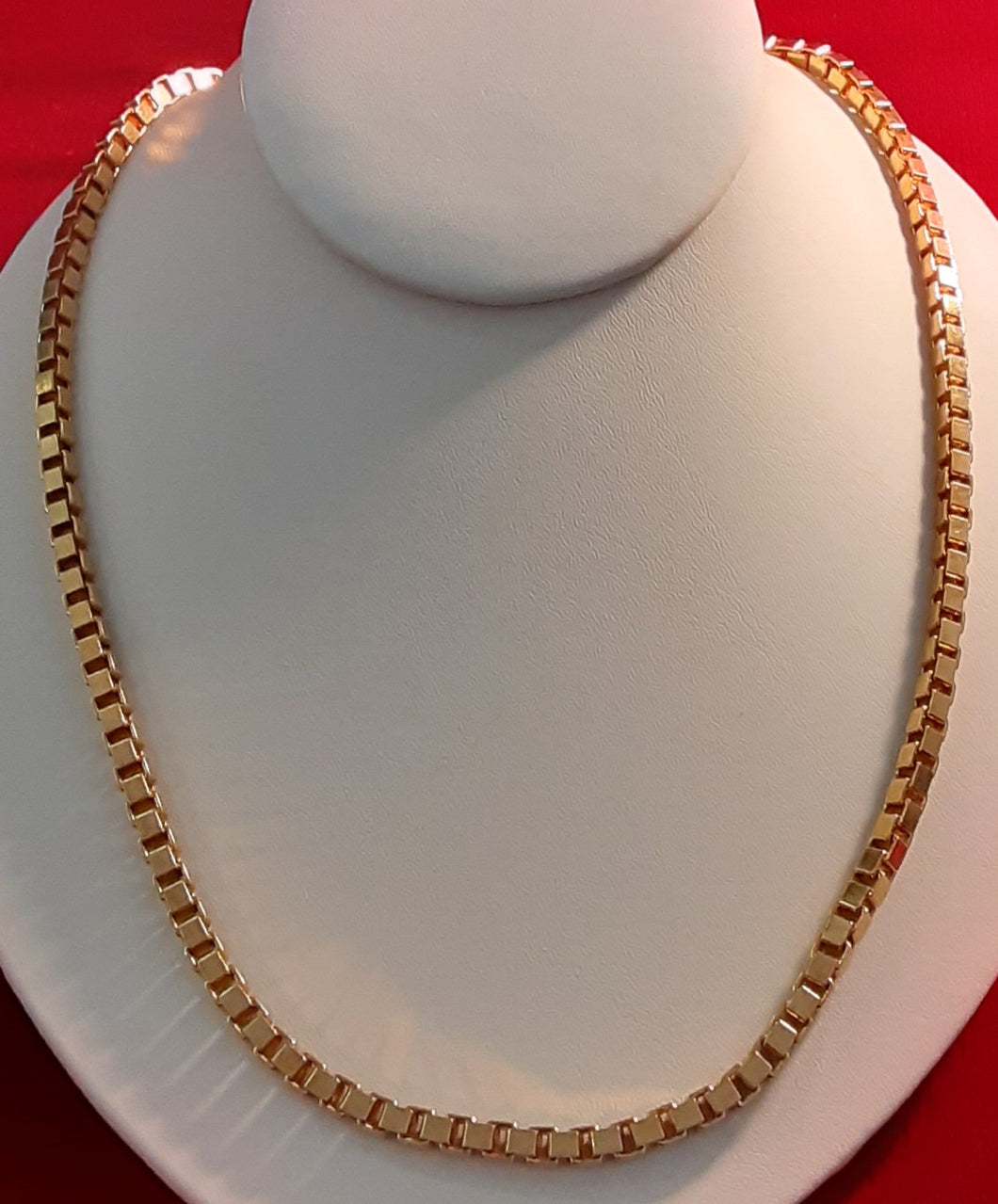 Gold Electroplated Sterling Silver Heavy Box Chain - 22 inches